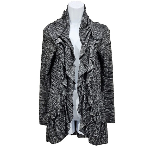 Allie & Rob Womens Ruffled Cardigan Sweater Gray Y2K Fairy Grunge Witchy Large - Picture 1 of 13